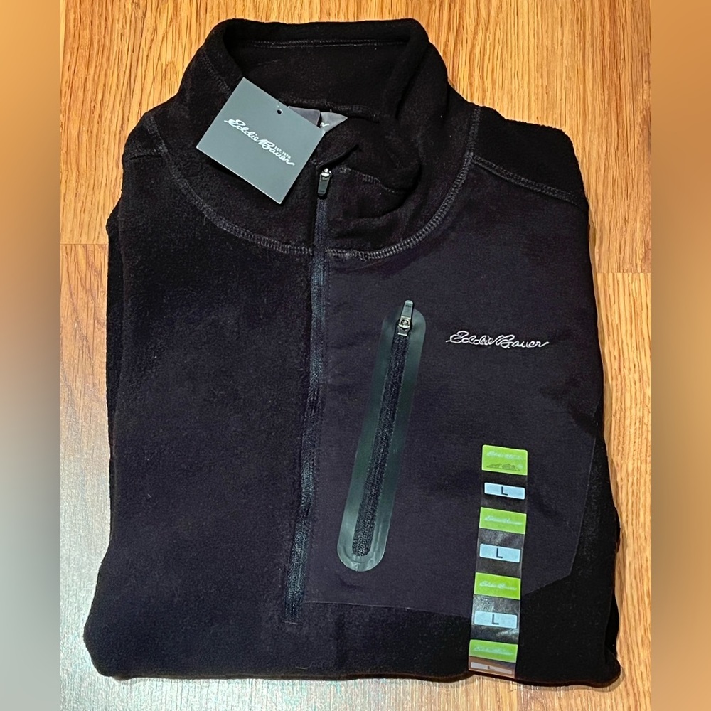 Men’s Eddie Bauer Black Fleece Quarter Zip - New With Tags